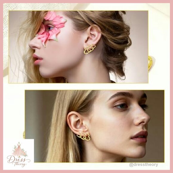 3 Pairs Heart Huggie Hoop Earrings 12mm 14mm 16mm Copper - Picture 4 of 8